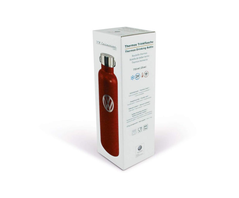 BRISA VW Collection - Volkswagen Stainless Steel Thermo Insulated Drinking Bottle with Lettering & VW Logo (735 ml/24.9 fl oz/VW Logo/Red) - Image 4